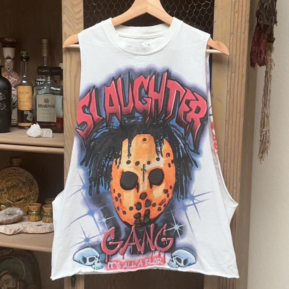 21 Savage Slaughter Gang It’s All A Blur Tour Airbrush Muscle Shirt Tank Top